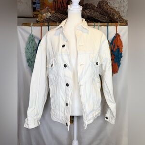 Cotton On White Denim Jacket – Size 4 – Classic Button Front Jean Jacket